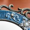 Desktop Mirror Makeup Mirror European Style Retro Metal Princess Dressing Mirror HD Desktop Countertop Mirror, Sapphire Blue/Silver White view 3