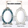 Desktop Mirror Makeup Mirror European Style Retro Metal Princess Dressing Mirror HD Desktop Countertop Mirror, Sapphire Blue/Silver White view 4