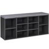 Giantex Shoe Storage Bench with Cushion, Entryway Shoe Rack Bench, Adjustable Shelves, 10-Cubbies Shoe Organizer Bench for Entryway, Living Room, Bedroom, Hallway, Closet, Mudroom (Grey) view 1