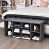 Giantex Shoe Storage Bench with Cushion, Entryway Shoe Rack Bench, Adjustable Shelves, 10-Cubbies Shoe Organizer Bench for Entryway, Living Room, Bedroom, Hallway, Closet, Mudroom (Grey) view 4