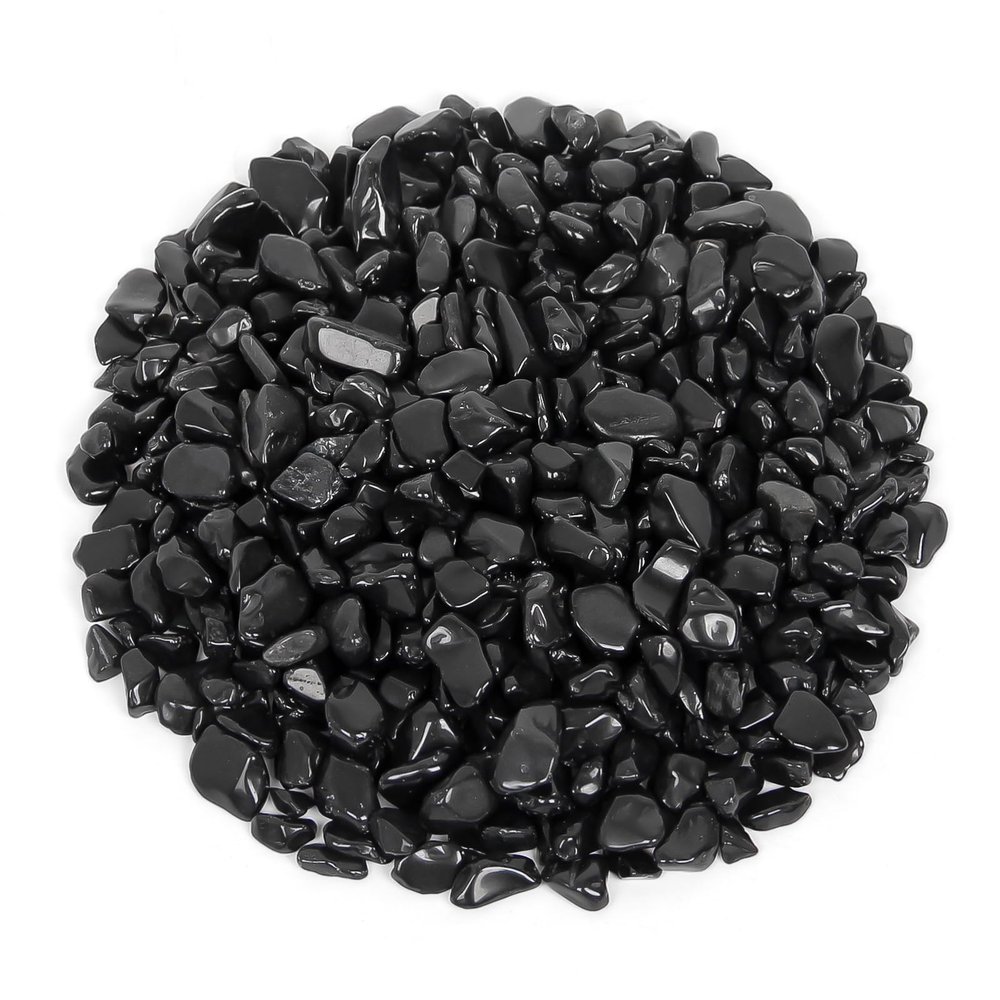 1.1lb Natural Crushed Obsidian Crystal Tumbled Chips-Healing Crystals Chips Bulk, Crushed Crystal Gemstones for Crafts, Beautiful Package for Gift (Obsidian)