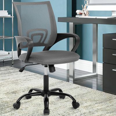 Best Shop Ergonomic Office Chair, Mid Back Mesh Desk Chair with Lumbar Support & Armrest - Breathable, Height Adjustable Rolling Task Executive Chairs for Adults, Grey