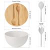 10 Bamboo Fiber Large Salad Serving Bowl Set with Wooden Lid & Servers, 3.5Qt Big Bowl with Utensils for Mixing Salad,Fruit,Pasta,Lightweight & Dishwasher Safe, Ideal Gift for Home - Matte White view 2