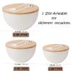 10 Bamboo Fiber Large Salad Serving Bowl Set with Wooden Lid & Servers, 3.5Qt Big Bowl with Utensils for Mixing Salad,Fruit,Pasta,Lightweight & Dishwasher Safe, Ideal Gift for Home - Matte White view 3