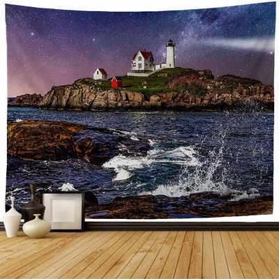 Starookc Tapestry Nubble Lighthouse Cape Neddick Maine Explored Vacation Landmarks Parks England New Outdoor Coastal Cool Tapestry Wall Tapestry for Bedroom Wall Decor 60x60 Inch