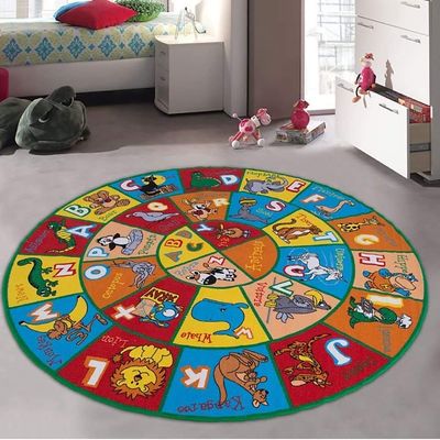 Champion Rugs Kids Colorful Animal Alphabet ABC Zoo Animals Carpet for Kids Nursery Bedroom Living Room (8 Feet X 8 Feet Round)