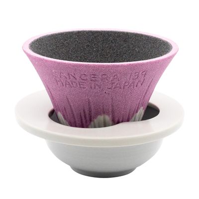 COFIL FUJI Ceramic Coffee Filter Dripper with Dedicated Base and Saucer, Pink 1390400502