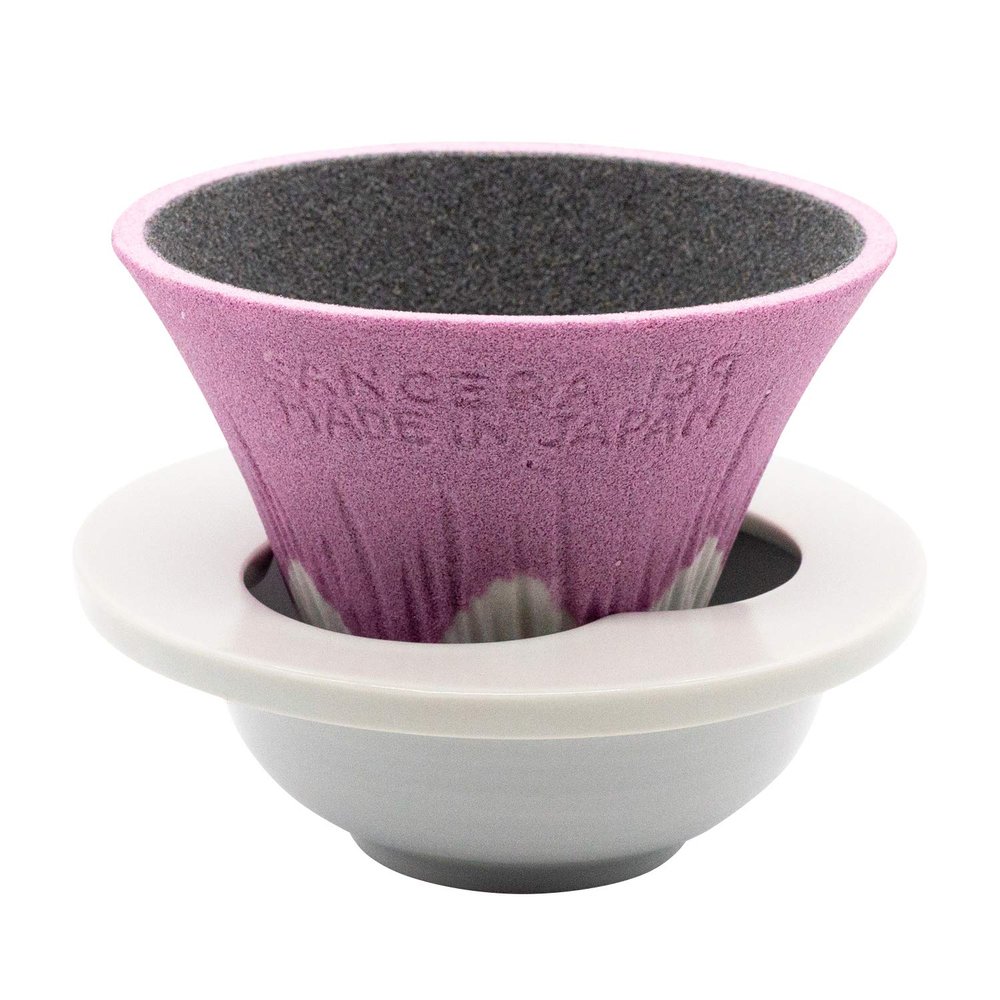 COFIL FUJI Ceramic Coffee Filter Dripper with Dedicated Base and Saucer, Pink 1390400502