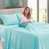 4 Piece Bed Sheet Set 800-Thread-Count 100% Cotton Bed Sheet, Long-Staple Cotton Best Sheets for Bedroom, Soft & Silky Weave Fits Mattress Upto 15'' Deep Pocket. Light Baby Blue Twin XL view 2