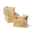 Artera Oversize Wicker Storage Basket - Set of 3 Woven Water Hyacinth Blanket Baskets with Handle, Rectangular Natural Nesting Floor Storage Bins for Living Room, Bedroom or Laundry Room view 1
