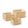 Artera Oversize Wicker Storage Basket - Set of 3 Woven Water Hyacinth Blanket Baskets with Handle, Rectangular Natural Nesting Floor Storage Bins for Living Room, Bedroom or Laundry Room view 2