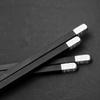 Reusable Silver Chopsticks Natural Ebony Wood Chopsticks - Custom Engraving Names Logos - Classic Square handle Chinese Style - Customized Christmas Gift Luxury Chopsticks Set With Holder Bamboo Box view 4