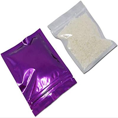 PABCK 100 Pack 4x5 inch(Inside Size 3.5x3.9 inch) Glossy Purple Front Window Resealable Foil Zipper Lock Pouch for Zip Reclosable Lock Food Storage Bags Heat Seal Pouch Airtight Edible Grocery Pack