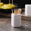 Sizikato 2pcs Simple Pure White Square Ceramic Toothpick Holder. view 3