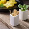 Sizikato 2pcs Simple Pure White Square Ceramic Toothpick Holder. view 4