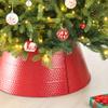Glitzhome Hammered Metal Christmas Tree Collar Decorations, 26" D, Red view 4