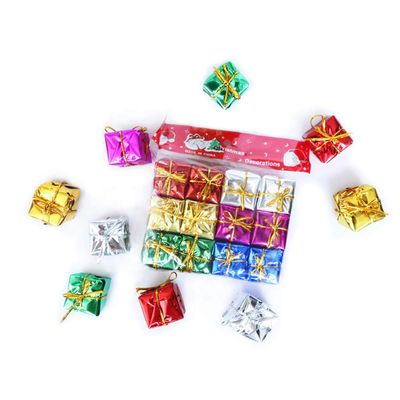 Christmas Tree Decor 24 Pcs Mini Christmas Assorted Color Foil Boxes