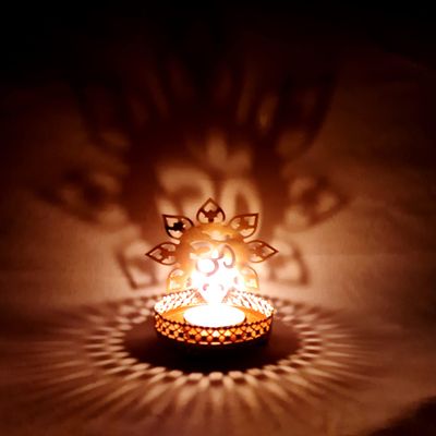 Billion Deals Om Shape Diwali Shadow Diya. Deepawali Traditional Decorative Diya in Om Shape for Home/Office.Religious Tea Light Candle Holder Stand. Diwali Decoration Diwali Gift