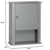 Thaweesuk Shop Grey Wooden Medicine Cabinet Organizer Cabine Storage Shelf 1 Door Bathroom Wall Mount Kitchen Drawers Cupboard Floor Rack Toilet 20.47" H x 16.54" W x 7.09" D view 3
