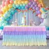 14ft Rainbow Tutu Tulle Table Skirt for Rectangle Round Tables Chiffon Table Cloth for Birthday Party Decorations Baby Shower Parties Ruffle Table Skirting view 1