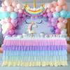 14ft Rainbow Tutu Tulle Table Skirt for Rectangle Round Tables Chiffon Table Cloth for Birthday Party Decorations Baby Shower Parties Ruffle Table Skirting view 2