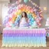 14ft Rainbow Tutu Tulle Table Skirt for Rectangle Round Tables Chiffon Table Cloth for Birthday Party Decorations Baby Shower Parties Ruffle Table Skirting view 3