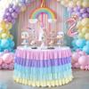 14ft Rainbow Tutu Tulle Table Skirt for Rectangle Round Tables Chiffon Table Cloth for Birthday Party Decorations Baby Shower Parties Ruffle Table Skirting view 4