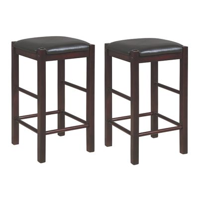 Linon Betsy Espresso Backless 25" Counter Stools Set of Two, Espresso Stools