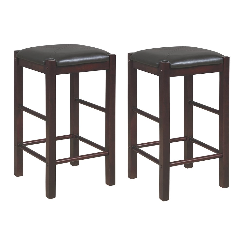 Linon Betsy Espresso Backless 25" Counter Stools Set of Two, Espresso Stools