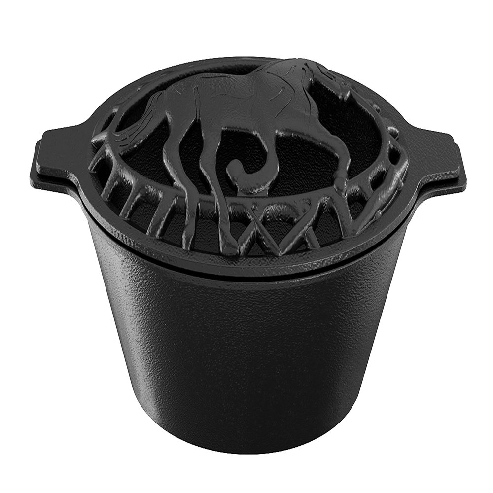 Fire Beauty Woodstove Steamer Stove Humidifier Cast Iron Lattice Top Rust Resistant 2.3 Quart Capacity (horse)