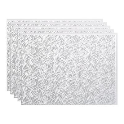 FASDE Hammered Decorative Vinyl 18in x 24in Backsplash Panel in Gloss White (5 Pack)