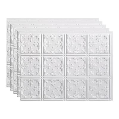 FASDE Traditional Style/Pattern 10 Decorative Vinyl 18in x 24in Backsplash Panel in Matte White (5 Pack)