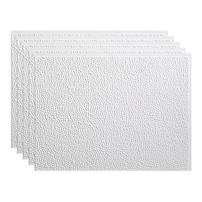 FASDE Hammered Decorative Vinyl 18in x 24in Backsplash Panel in Matte White (5 Pack)