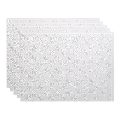 FASDE Lotus Decorative Vinyl 18in x 24in Backsplash Panel in Matte White (5 Pack)