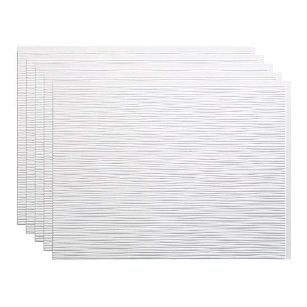 FASDE Ripple Decorative Vinyl 18in x 24in Backsplash Panel in Matte White (5 Pack)