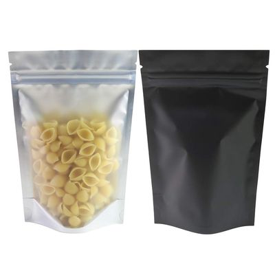 QQ Studio 100PCS Matte Translucent Front Colored Stand-Up Resealable QuickQlick Bags (14x20cm (5.5x7.9"), Translucent/Black)