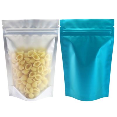 QQ Studio 100PCS Matte Translucent Front Colored Stand-Up Resealable QuickQlick Bags (12x18cm (4.7x7.1"), Translucent/Blue)
