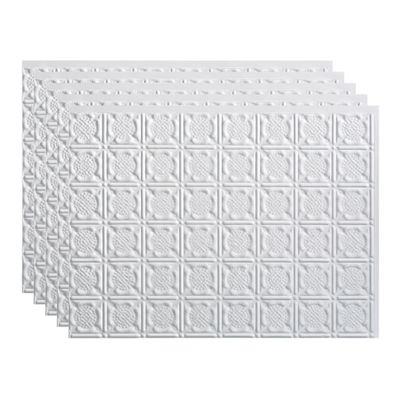 FASDE Traditional Style/Pattern 6 Decorative Vinyl 18in x 24in Backsplash Panel in Gloss White (5 Pack)