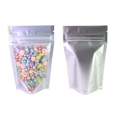 QQ Studio 100PCS Matte Translucent Front Colored Stand-Up Resealable QuickQlick Bags (14x20cm (5.5x7.9"), Translucent/Silver)