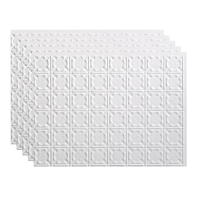 FASDE Traditional Style/Pattern 6 Decorative Vinyl 18in x 24in Backsplash Panel in Matte White (5 Pack)