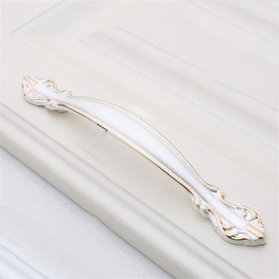 Geeyu Copper Handles, European Zinc Alloy Cabinet Handles Drawer Knobs Kitchen Cupboard Handles Door Pulls White Black Furniture Handle Hardware (Color : Silver 128mm)