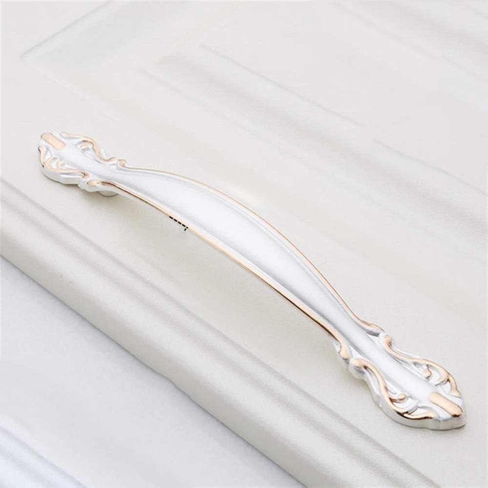 Geeyu Copper Handles, European Zinc Alloy Cabinet Handles Drawer Knobs Kitchen Cupboard Handles Door Pulls White Black Furniture Handle Hardware (Color : Silver 128mm)