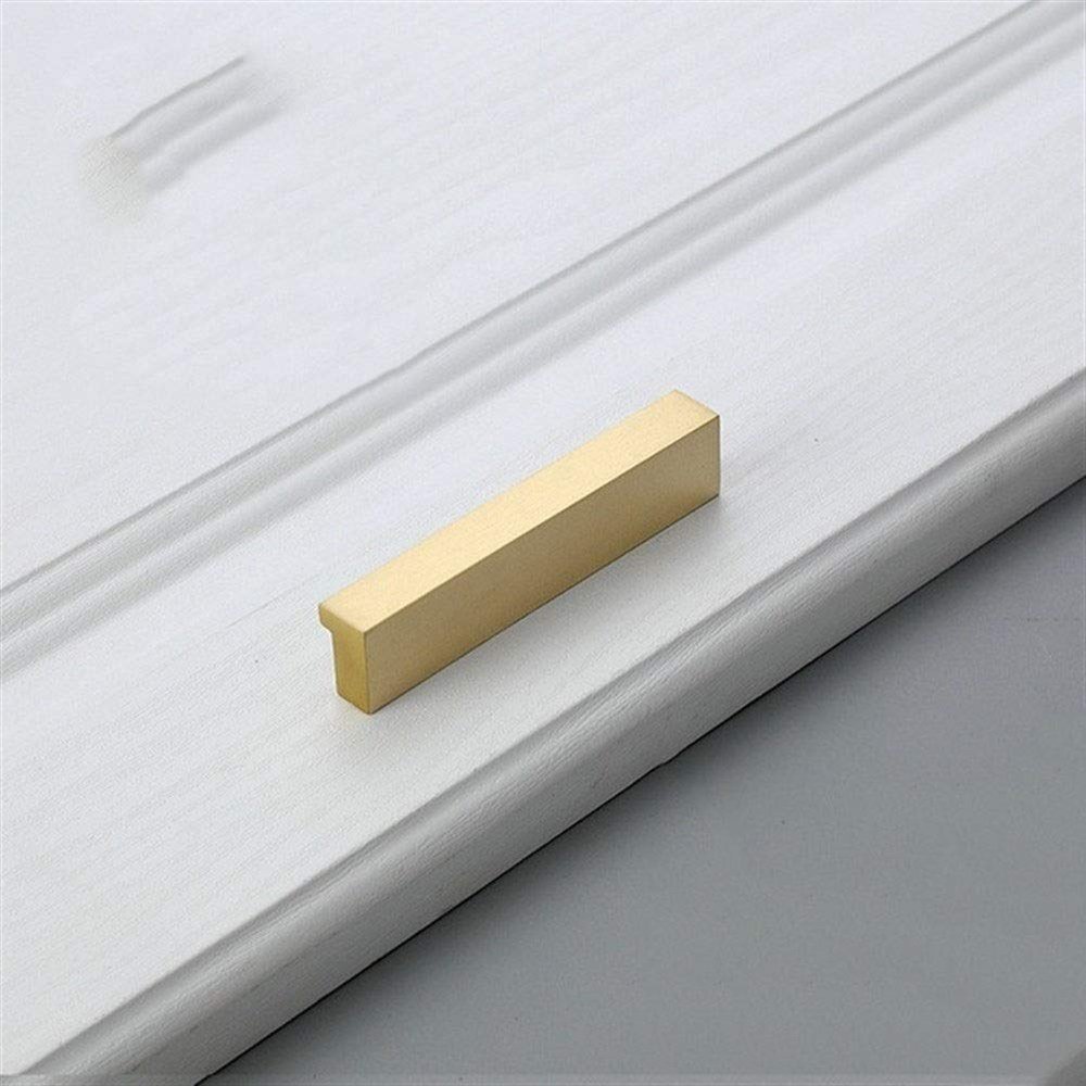 Geeyu Gold Cabinet Handles, Brass Furniture Handles Gold Cabinet Door Drawer Wardrobe Dresser Pulls Knobs Cabinet Pulls Kitchen Handle (Color : Pitch Size 64mm)