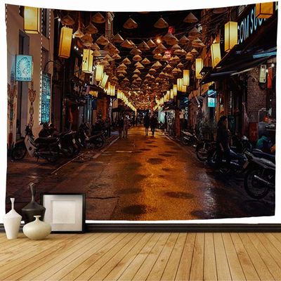 Staropho Tapestry Decoration Hanoi Night Vietnam Road at December Urban 08 People 2018 Landmarks Food City Historic Wall Tapestry Beach Tapestry for Bedroom Dorm 60x50 Inch
