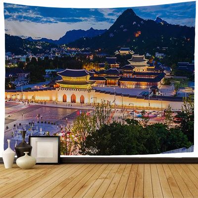 Starookc Tapestry in Gyeongbok Seoul City South Traffic Cityscape Korea Landmarks Night Architecture Traditional Old Cool Tapestry Wall Tapestry for Bedroom Wall Decor 60x50 Inch