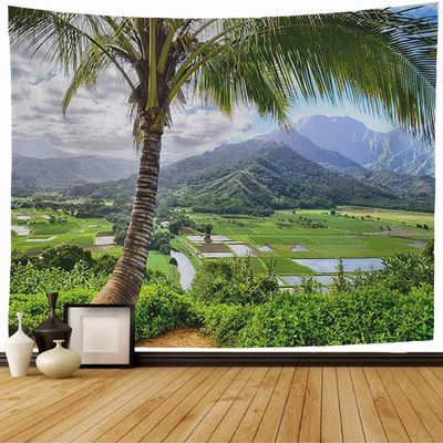 Starogs Tapestry Palm USA Adventure Tree Outdoor On Hawaiian Princeville Kauai Aloha Landscape Hawaii Nature View Wall Tapestry Wall Decor Blanket for Bedroom Home Dorm 60x50 Inch