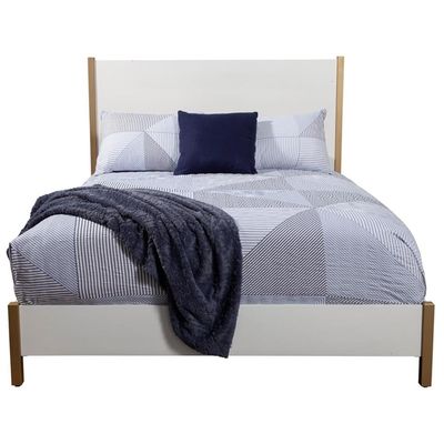 Alpine Furniture Madelyn Queen Wood Panel Bed in White