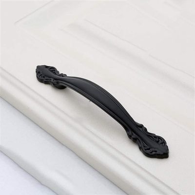 Geeyu Copper Handles, European Zinc Alloy Cabinet Handles Drawer Knobs Kitchen Cupboard Handles Door Pulls White Black Furniture Handle Hardware (Color : Black 96mm)