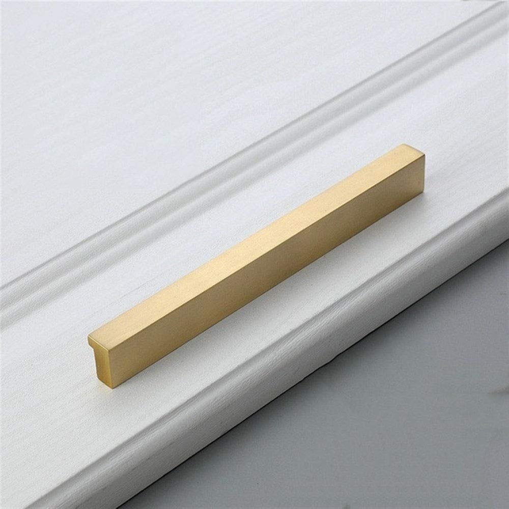 Geeyu Gold Cabinet Handles, Brass Furniture Handles Gold Cabinet Door Drawer Wardrobe Dresser Pulls Knobs Cabinet Pulls Kitchen Handle (Color : Pitch Size 128mm)