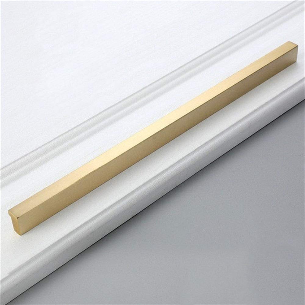 Geeyu Gold Cabinet Handles, Brass Furniture Handles Gold Cabinet Door Drawer Wardrobe Dresser Pulls Knobs Cabinet Pulls Kitchen Handle (Color : Pitch Size 256mm)